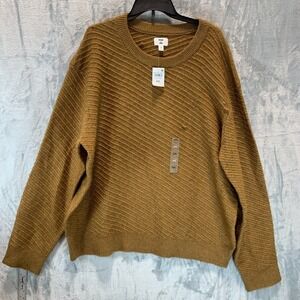 Mode of One Mens Sweater XXL Brown Textured Wool Nylon Blend Stripe Knit Pattern